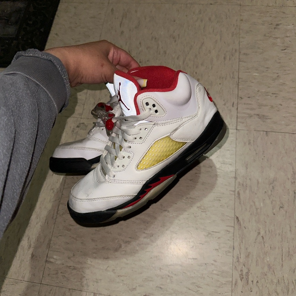 Jordan White and Red Sneakers with Classic Design